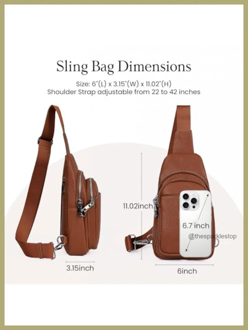 Genuine Leather Sling Bag Anti-Theft Crossbody with RFID Card Slots